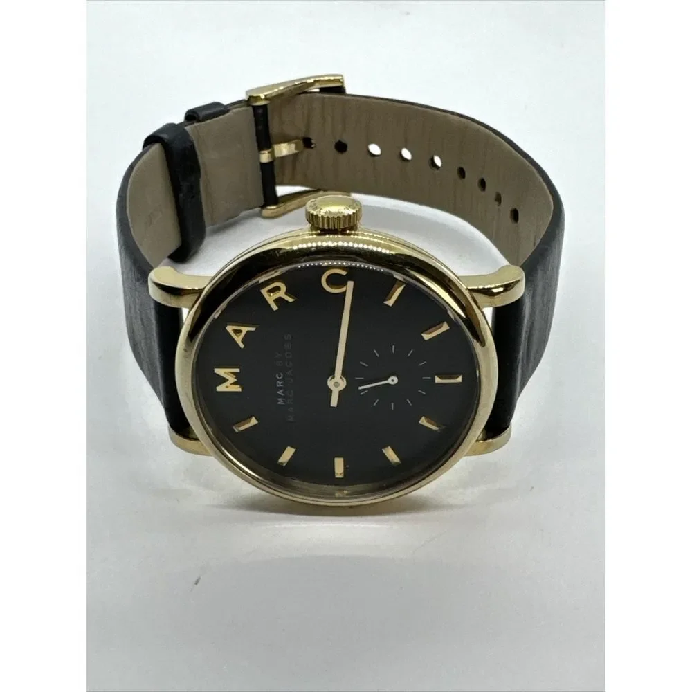 Marc Jacobs MBM1269 Women's Black Leather Analog Dial Quartz Wrist Watch JNA704